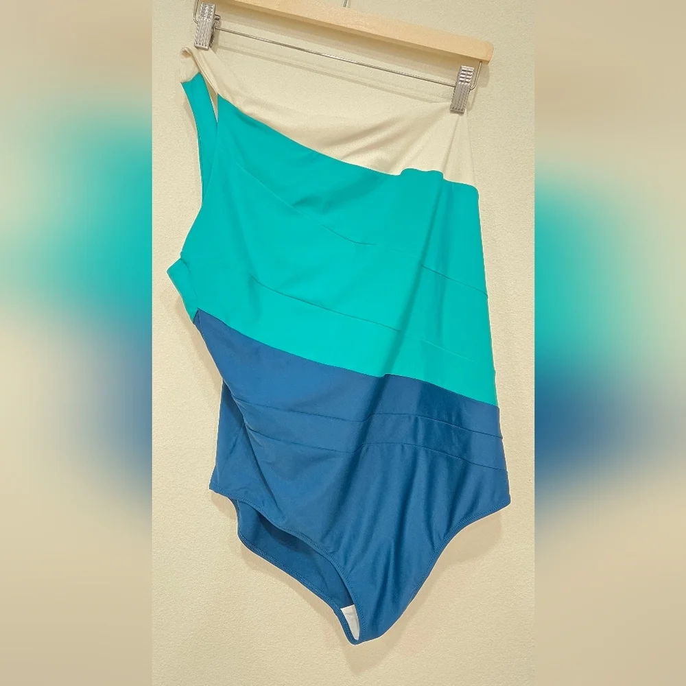 Summersalt The Sidestroke Swimsuit one‎ piece in Blue Lagoon White size 20